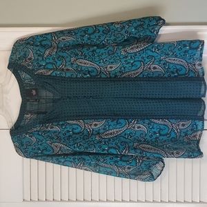 New Directions sheer paisley peasant top.  Size M